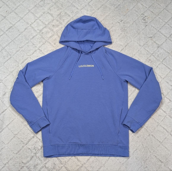 Lululemon Hoodie Mens M Blue Indigo City Sweat Pullover Graphic Cotton Stretch - Picture 1 of 10